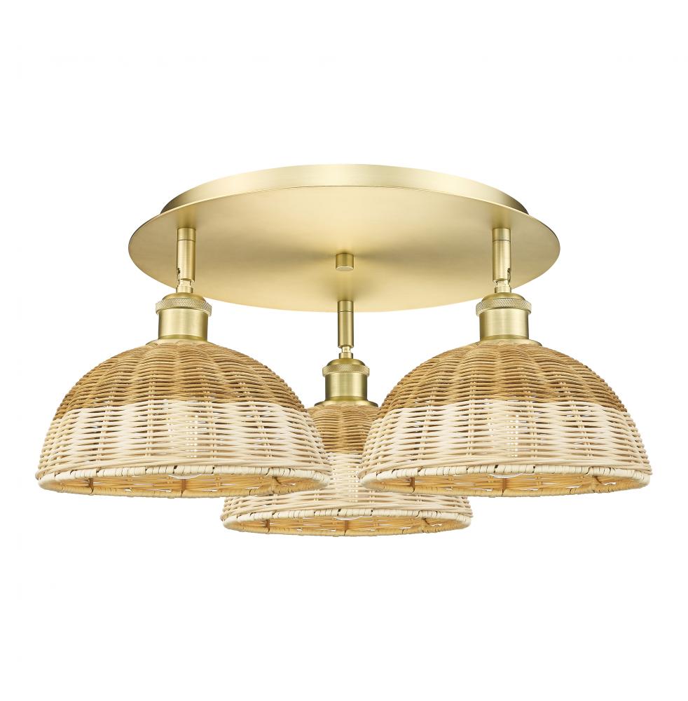 Bristol Natural II - 3 Light - 21 inch - Satin Gold - Flush Mount