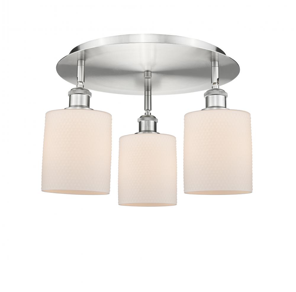 Cobbleskill - 3 Light - 17 inch - Satin Nickel - Semi-Flush Mount