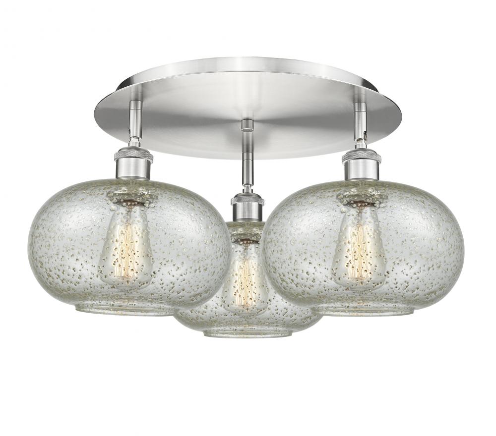 Gorham - 3 Light - 21 inch - Satin Nickel - Semi-Flush Mount