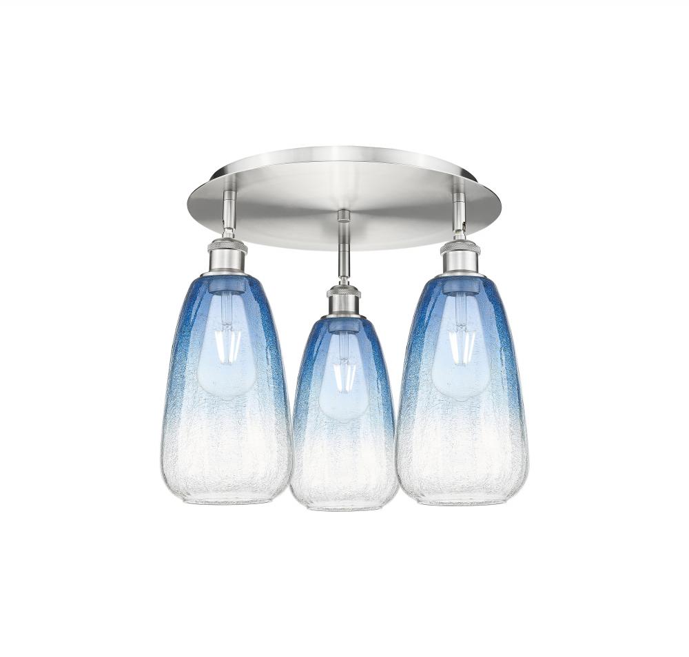 Brookhaven Almond - 3 Light - 18 inch - Satin Nickel - Semi-Flush Mount