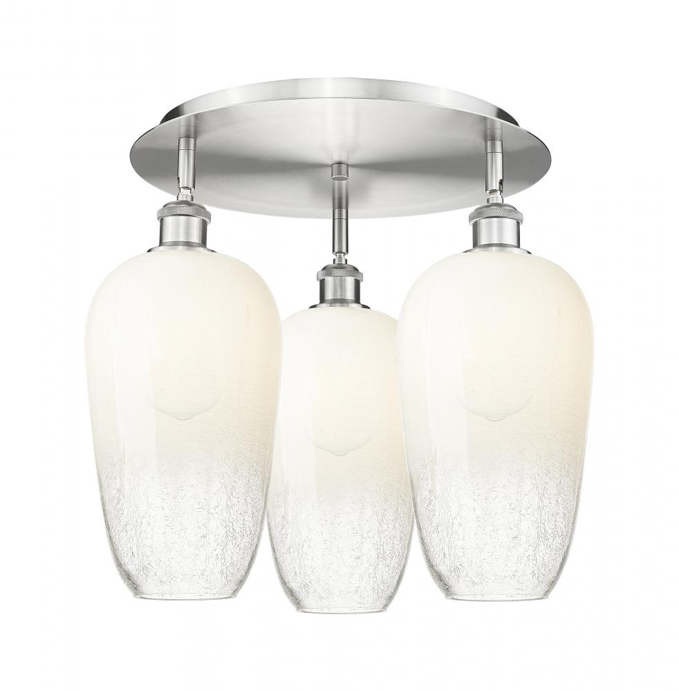 Brookhaven Flute - 3 Light - 19 inch - Satin Nickel - Semi-Flush Mount