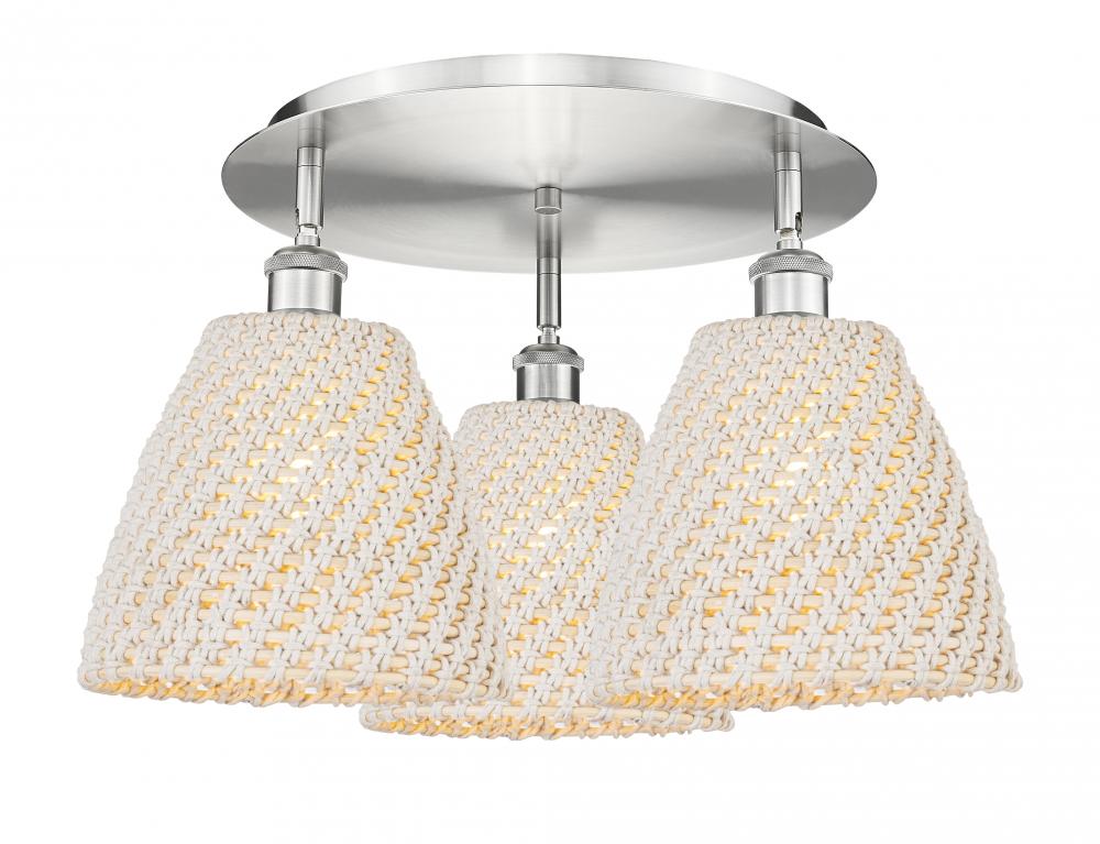 Bristol Natural - 3 Light - 21 inch - Satin Nickel - Flush Mount