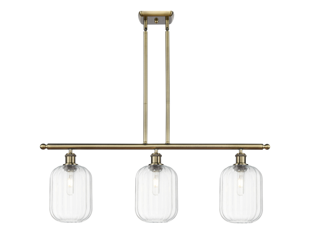 Preston Cylinder - 3 Light - 36 inch - Antique Brass - Stem Hung - Island Light