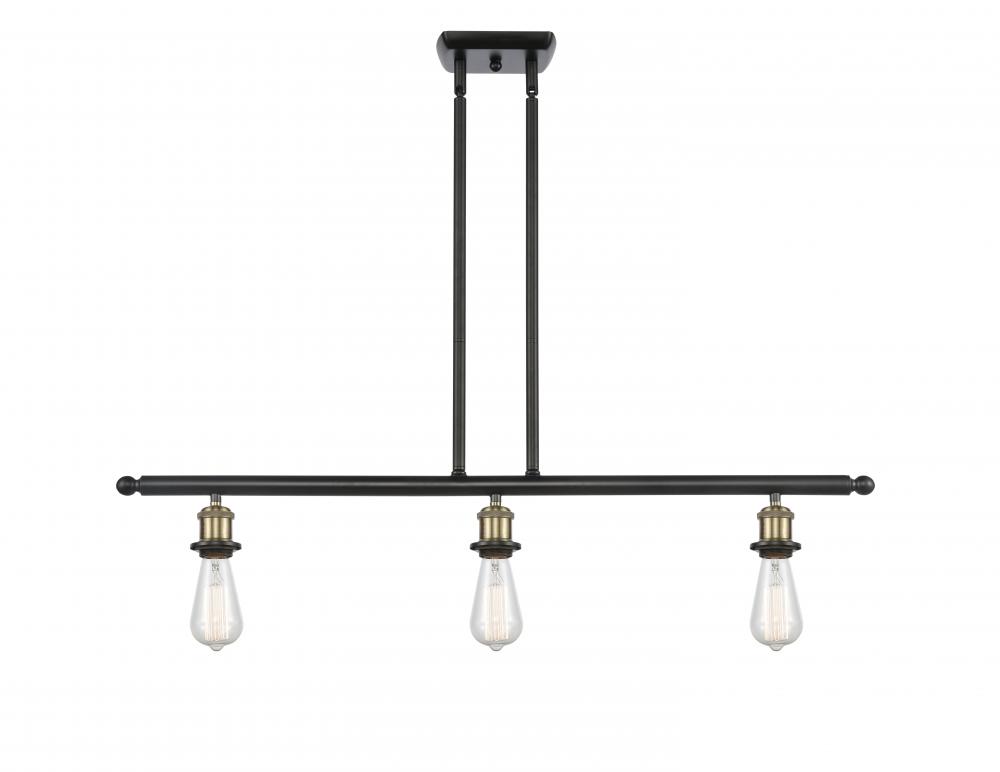 Bare Bulb - 3 Light - 36 inch - Black Antique Brass - Stem hung - Island Light