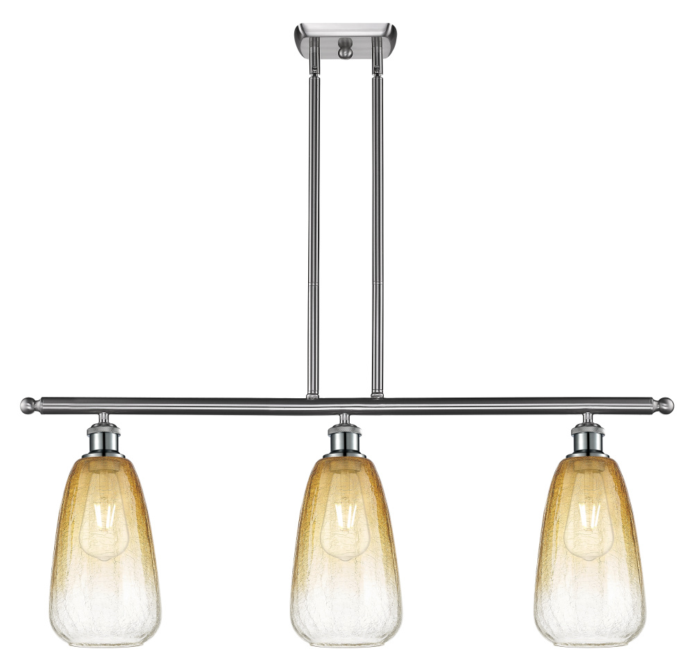 Brookhaven Almond - 3 Light - 36 inch - Brushed Satin Nickel - Stem Hung - Island Light