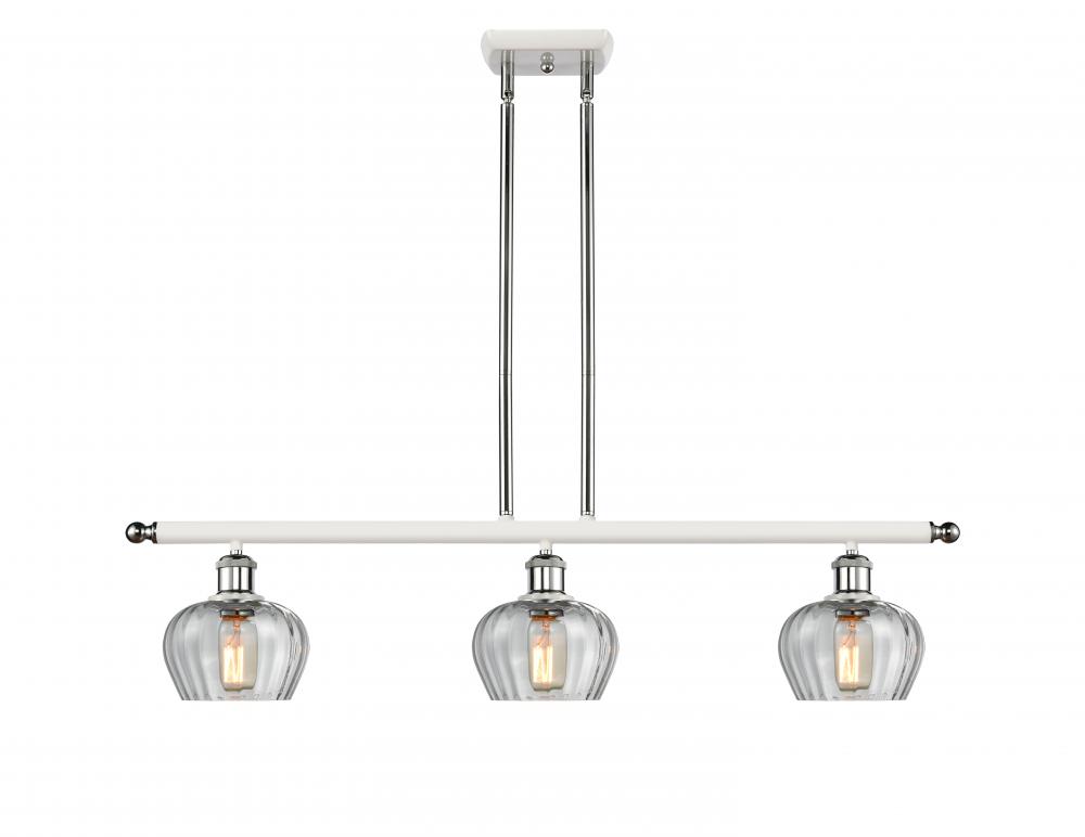 Fenton - 3 Light - 36 inch - White Polished Chrome - Stem hung - Island Light
