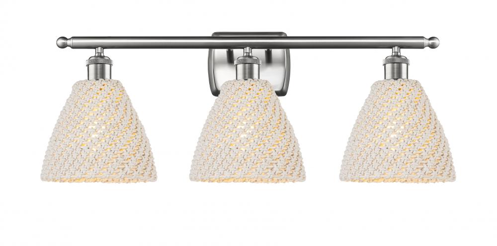 Bristol Natural - 3 Light - 28 inch - Brushed Satin Nickel - Bath Vanity Light
