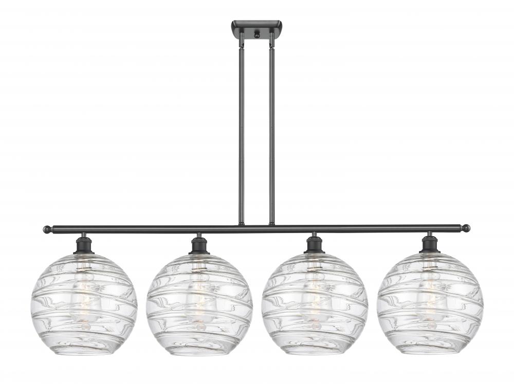 Athens Deco Swirl - 4 Light - 50 inch - Matte Black - Cord hung - Island Light