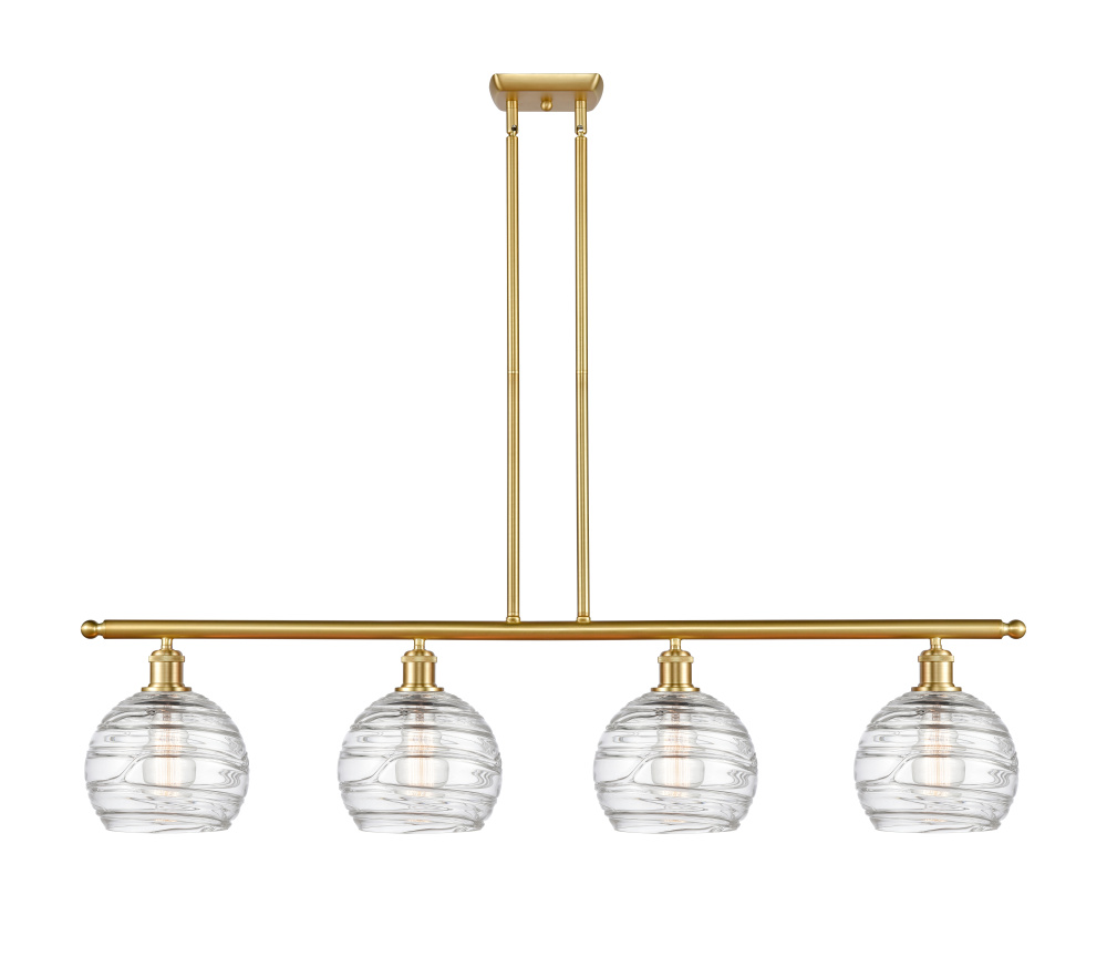 Athens Deco Swirl - 4 Light - 48 inch - Satin Gold - Stem Hung - Island Light
