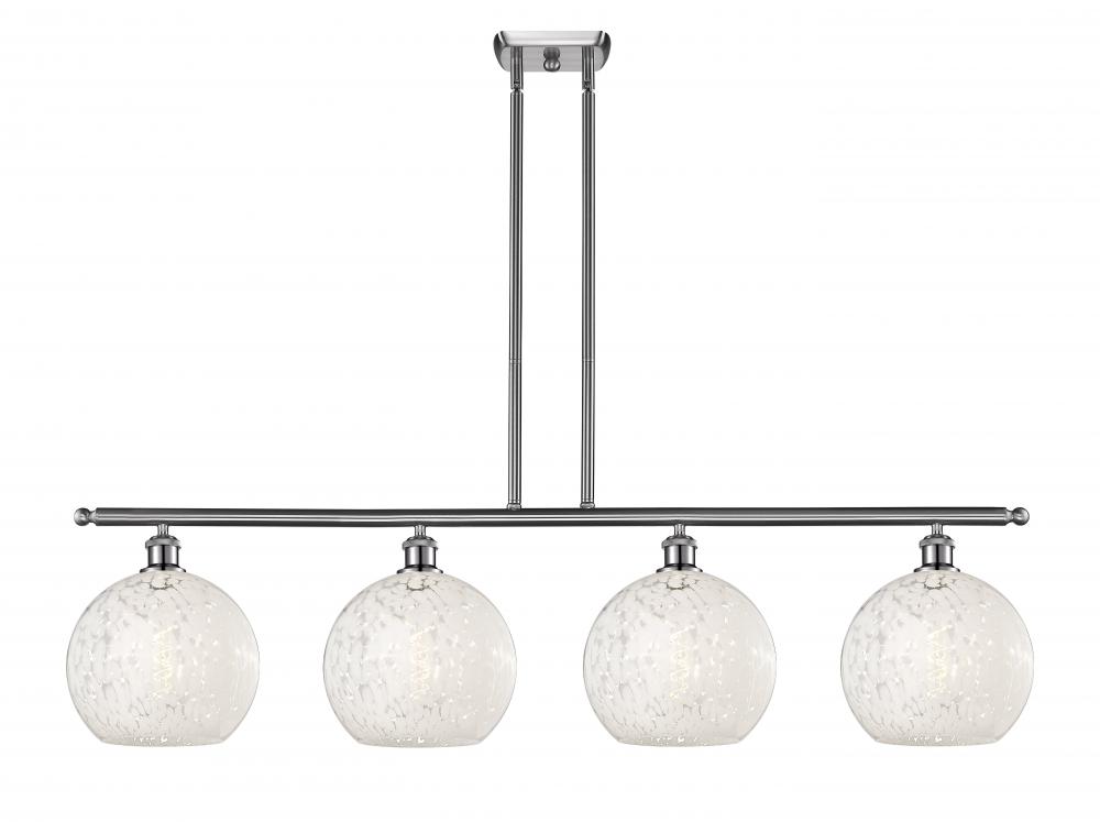 White Mouchette - 4 Light - 48 inch - Brushed Satin Nickel - Stem Hung - Island Light