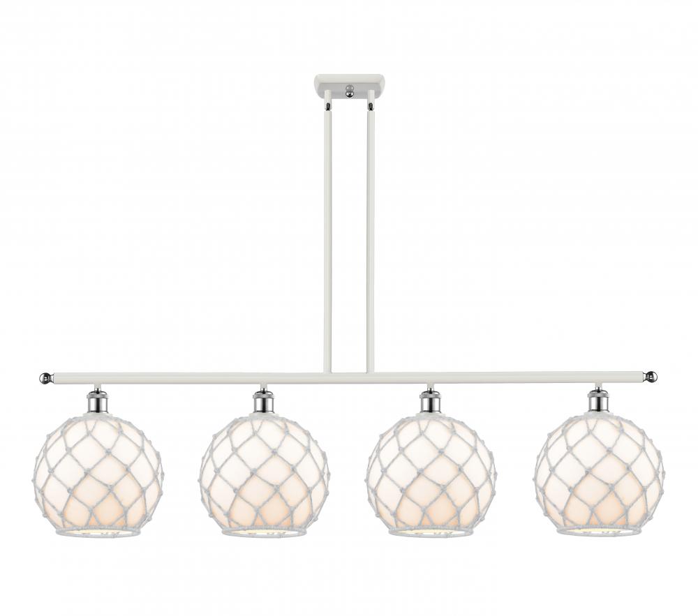 Farmhouse Rope - 4 Light - 48 inch - White Polished Chrome - Stem hung - Island Light