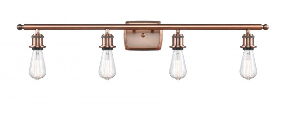 Bare Bulb - 4 Light - 36 inch - Antique Copper - Bath Vanity Light