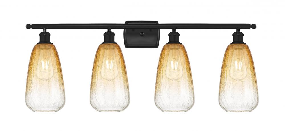 Brookhaven Almond - 4 Light - 36 inch - Matte Black - Bath Vanity Light