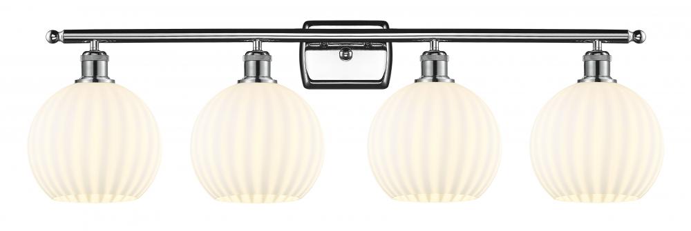 White Venetian - 4 Light - 38 inch - Polished Chrome - Bath Vanity Light