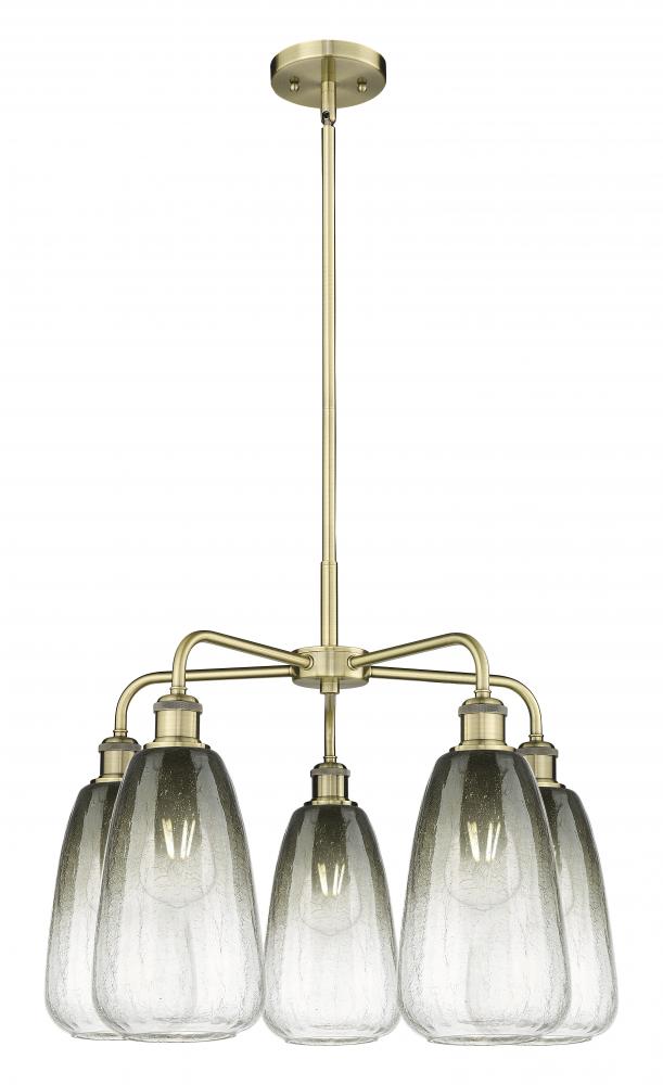 Brookhaven Almond - 5 Light - 25 inch - Antique Brass - Stem hung - Chandelier
