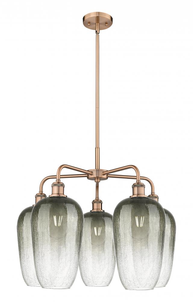 Brookhaven Flute - 5 Light - 26 inch - Antique Copper - Stem hung - Chandelier