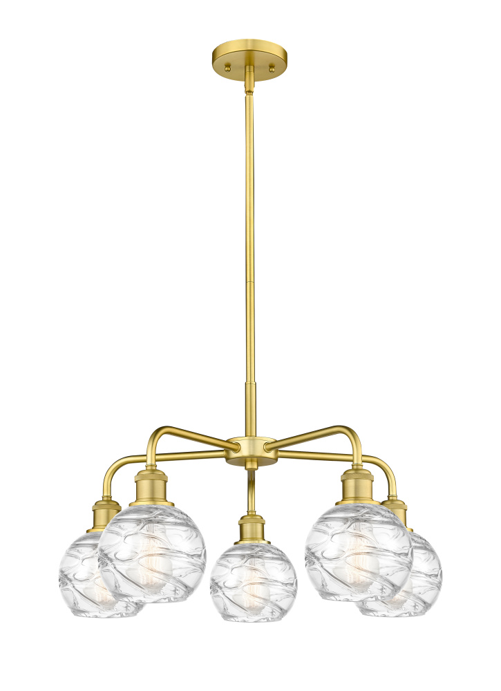 Athens Deco Swirl - 5 Light - 24 inch - Satin Gold - Stem hung - Chandelier
