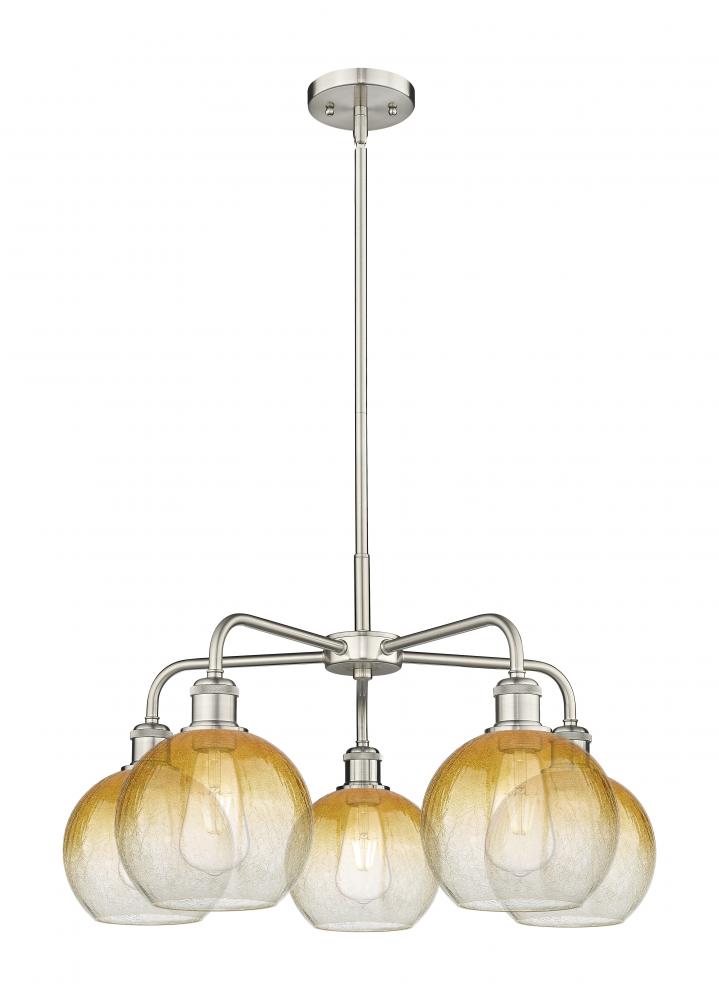 Brookhaven Globe - 5 Light - 26 inch - Satin Nickel - Stem hung - Chandelier