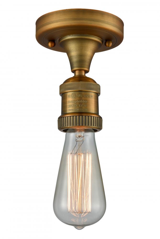 Bare Bulb - 1 Light - 5 inch - Brushed Brass - Semi-Flush Mount