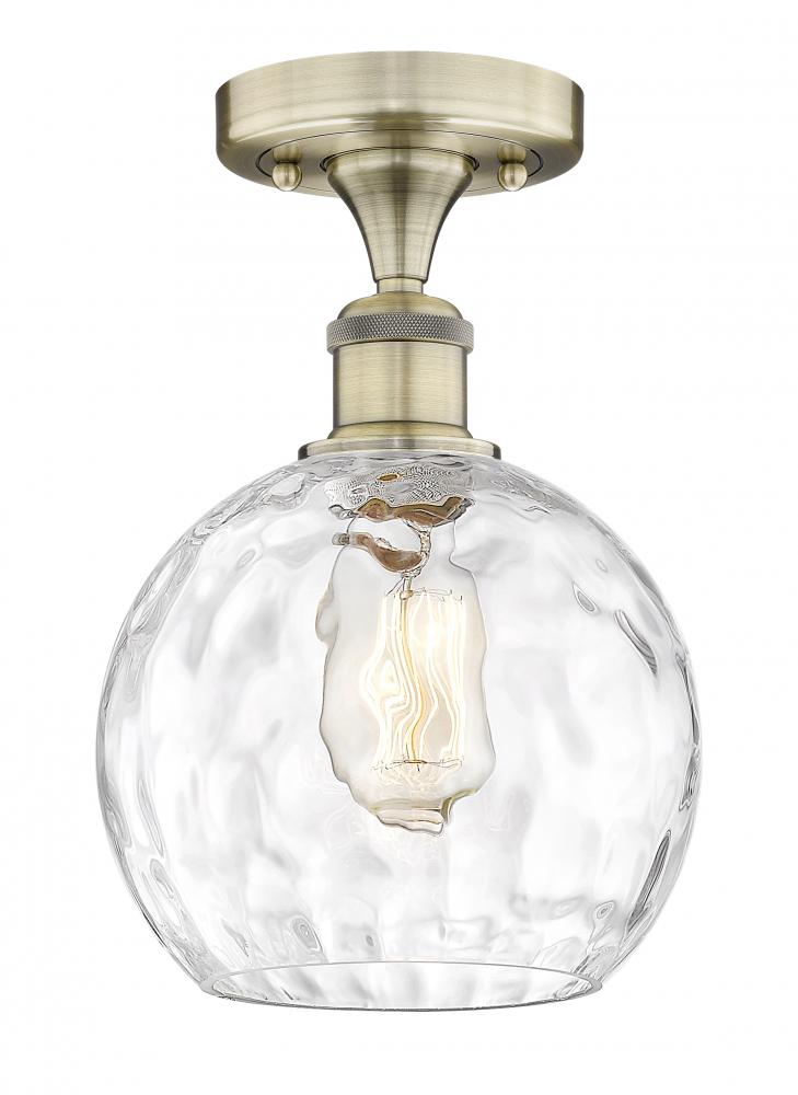 Athens Water Glass - 1 Light - 8 inch - Antique Brass - Semi-Flush Mount