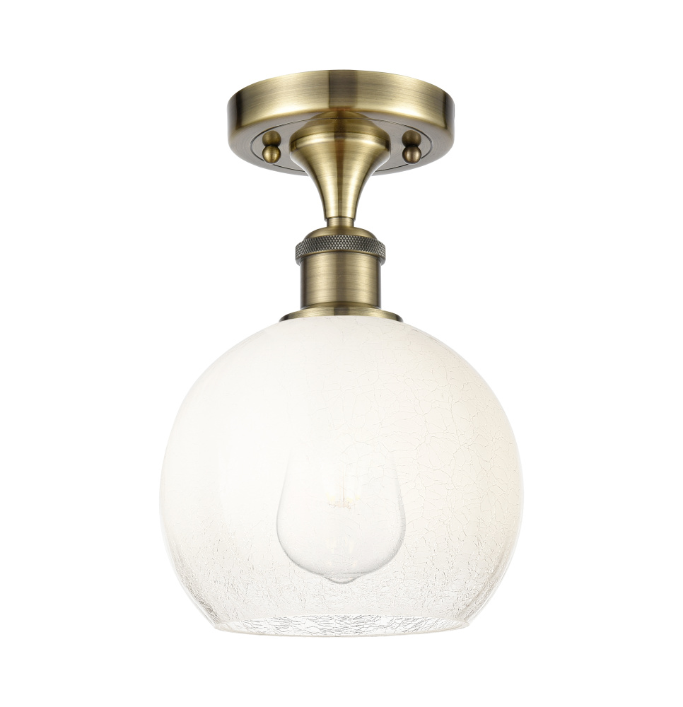 Brookhaven Globe - 1 Light - 8 inch - Antique Brass - Semi-Flush Mount