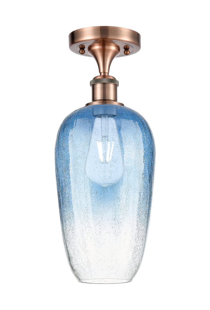 Brookhaven Flute - 1 Light - 7 inch - Antique Copper - Semi-Flush Mount