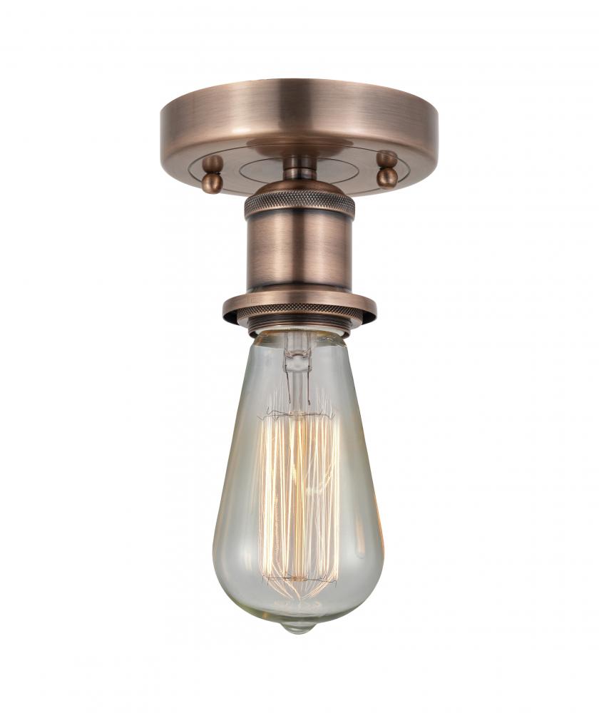 Bare Bulb - 1 Light - 2 inch - Antique Copper - Semi-Flush Mount