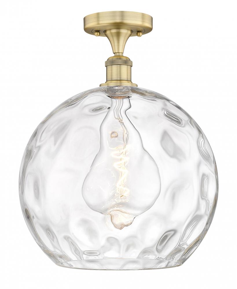 Athens Water Glass - 1 Light - 13 inch - Brushed Brass - Semi-Flush Mount