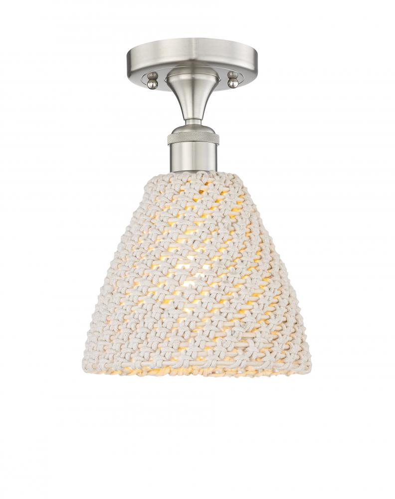 Bristol Natural - 1 Light - 8 inch - Brushed Satin Nickel - Semi-Flush Mount