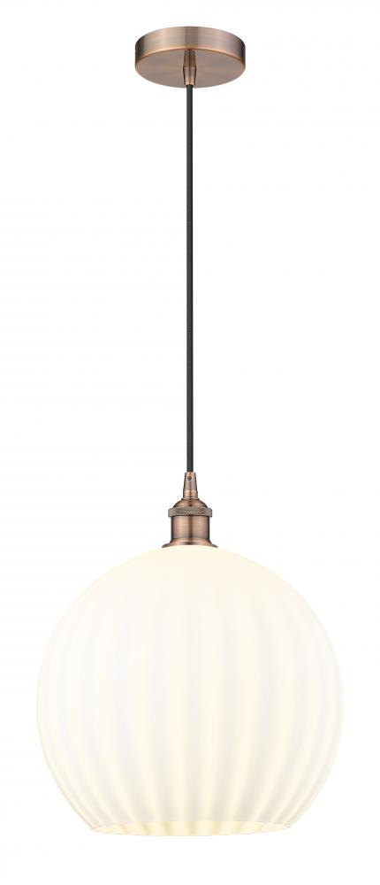 White Venetian - 1 Light - 14 inch - Antique Copper - Cord Hung - Pendant