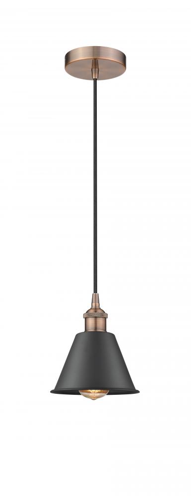 Smithfield - 1 Light - 7 inch - Antique Copper - Cord hung - Mini Pendant