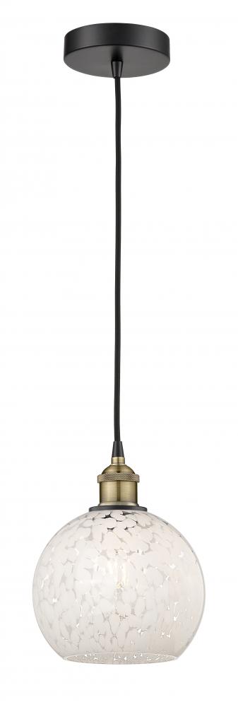 White Mouchette - 1 Light - 8 inch - Black Antique Brass - Cord Hung - Mini Pendant