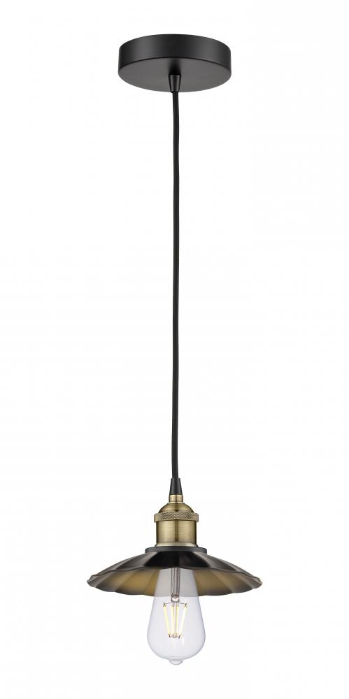 Scallop - 1 Light - 8 inch - Black Antique Brass - Cord Hung - Mini Pendant