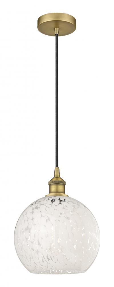 White Mouchette - 1 Light - 10 inch - Brushed Brass - Cord Hung - Mini Pendant