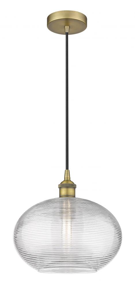 Ithaca - 1 Light - 12 inch - Brushed Brass - Cord hung - Mini Pendant