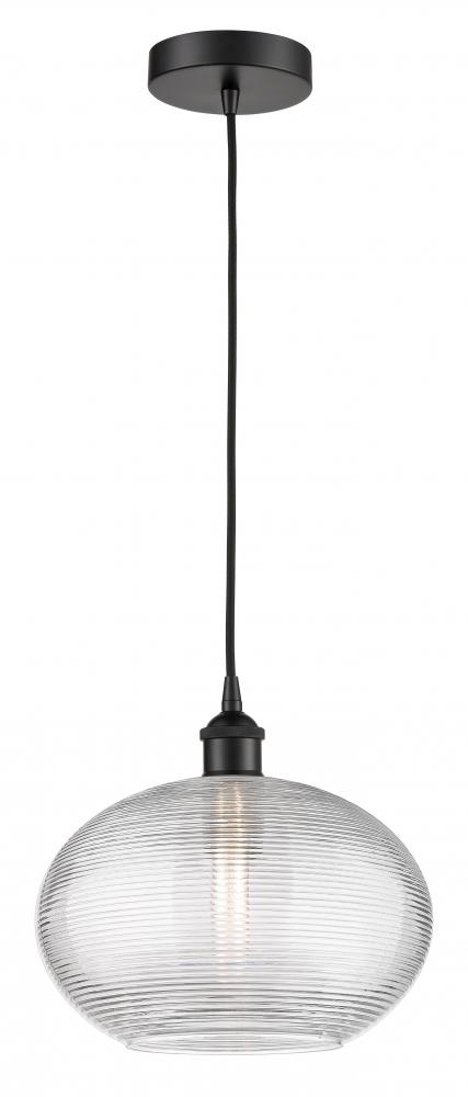 Ithaca - 1 Light - 12 inch - Matte Black - Cord hung - Mini Pendant