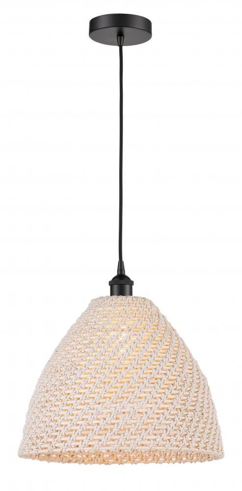 Bristol Natural - 1 Light - 6 inch - Matte Black - Cord hung - Mini Pendant