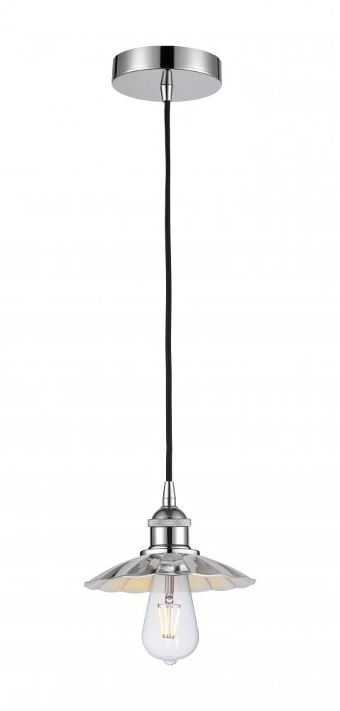 Scallop - 1 Light - 8 inch - Polished Chrome - Cord Hung - Mini Pendant