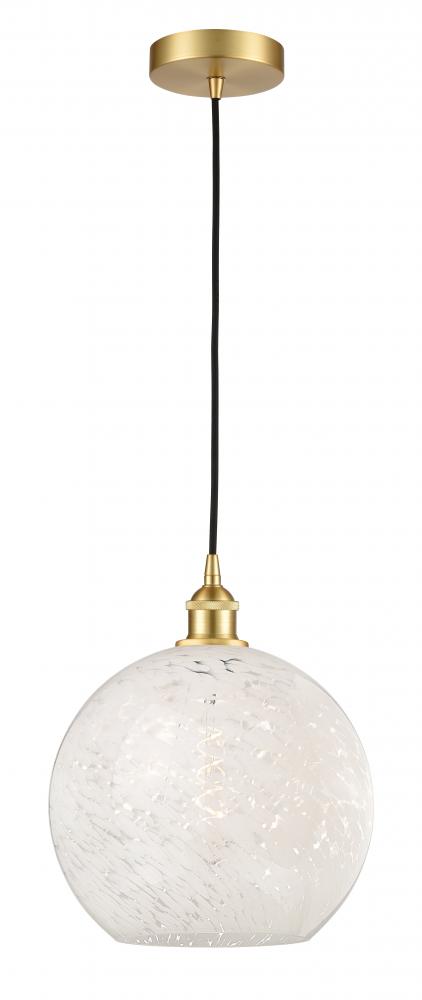 White Mouchette - 1 Light - 12 inch - Satin Gold - Cord Hung - Mini Pendant