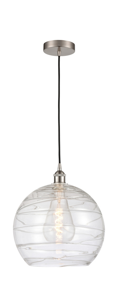 Athens Deco Swirl - 1 Light - 14 inch - Brushed Satin Nickel - Cord hung - Mini Pendant