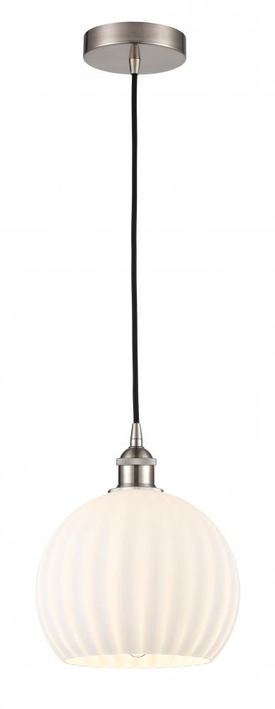 White Venetian - 1 Light - 10 inch - Brushed Satin Nickel - Cord Hung - Mini Pendant