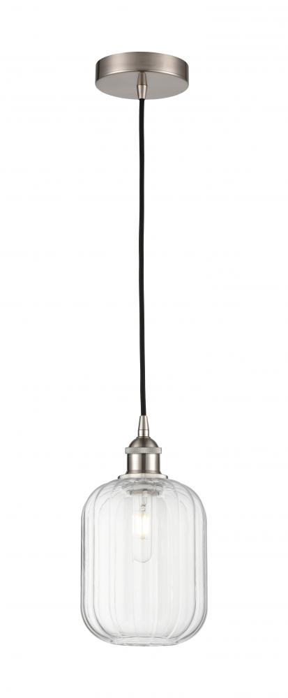 Preston Cylinder - 1 Light - 7 inch - Brushed Satin Nickel - Cord hung - Mini Pendant