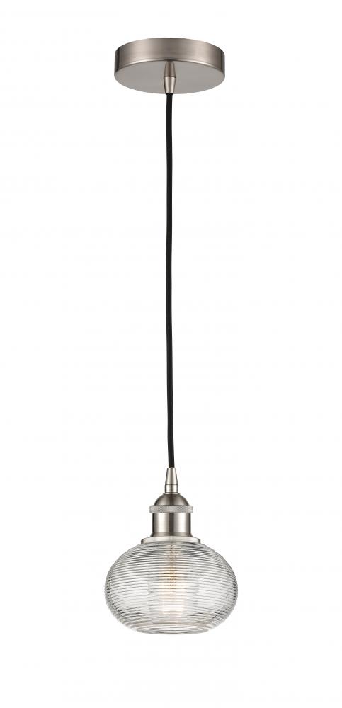 Ithaca - 1 Light - 6 inch - Brushed Satin Nickel - Cord hung - Mini Pendant
