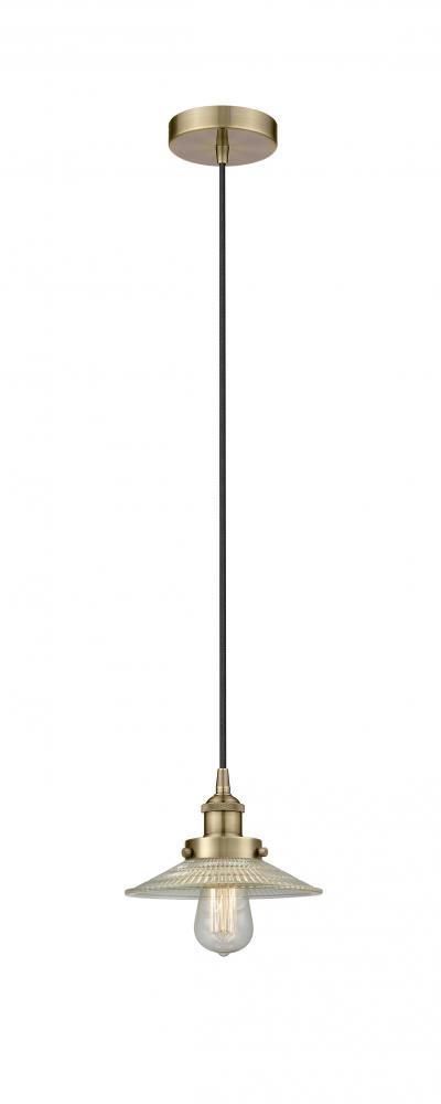 Halophane - 1 Light - 9 inch - Antique Brass - Cord hung - Mini Pendant