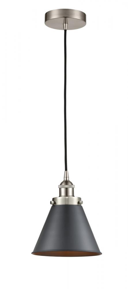 Appalachian - 1 Light - 8 inch - Brushed Satin Nickel - Cord hung - Mini Pendant