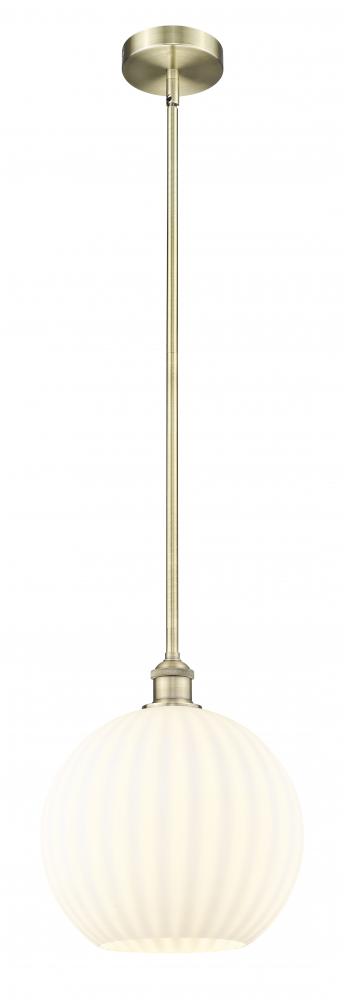 White Venetian - 1 Light - 12 inch - Antique Brass - Stem Hung - Mini Pendant