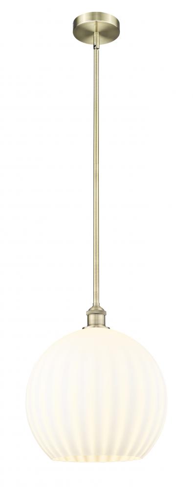 White Venetian - 1 Light - 14 inch - Antique Brass - Stem Hung - Pendant