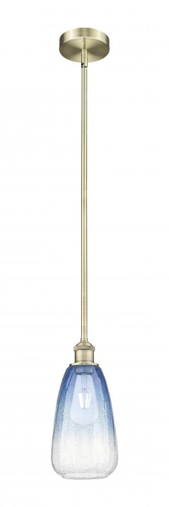 Brookhaven Almond - 1 Light - 6 inch - Antique Brass - Stem hung - Mini Pendant