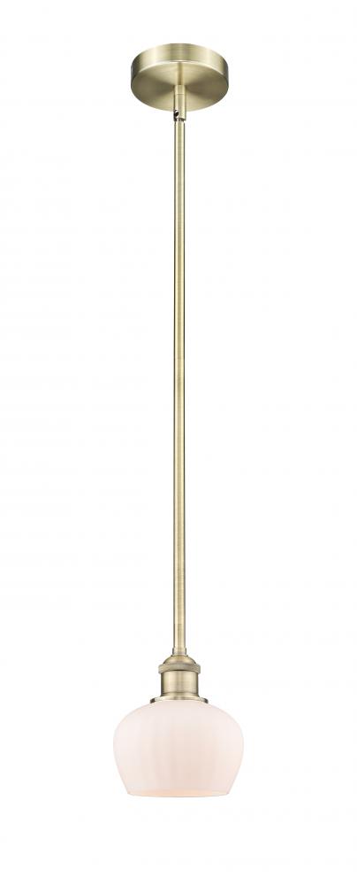 Fenton - 1 Light - 7 inch - Antique Brass - Stem Hung - Mini Pendant