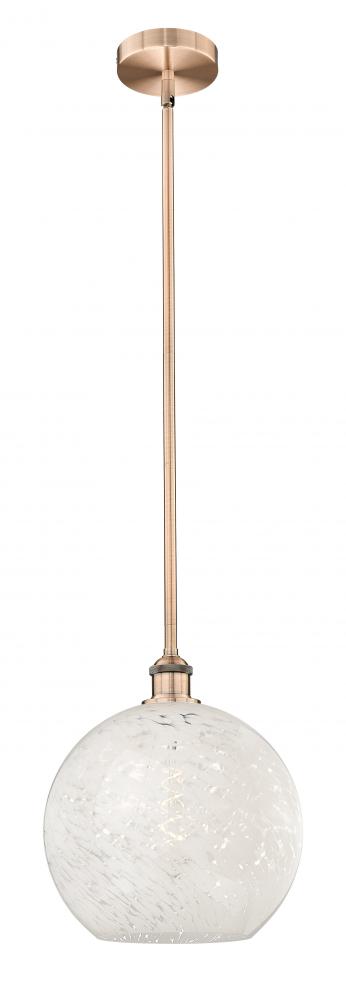 White Mouchette - 1 Light - 12 inch - Antique Copper - Stem Hung - Mini Pendant